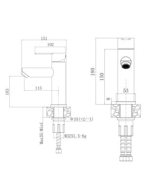 Смеситель для умывальника AGGER GP72-301 