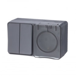 Блок розетка и выключатель SYSTEME ELECTRIC Atlas design Profi54 антрацит ATN544074