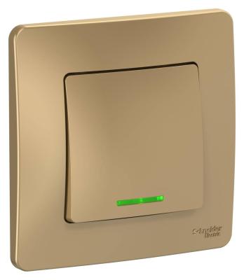 Выключатель SYSTEME ELECTRIC Blanca 1 клавиша с подсветкой титан BLNVS010114
