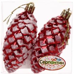 Набор елочных украшений СЕРПАНТИН Таинственное очарование Шишки красный 9 см