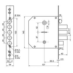 Замок врезной BORDER K 9-6 Хром