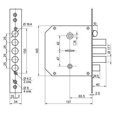 Замок врезной BORDER K 9-6 Хром