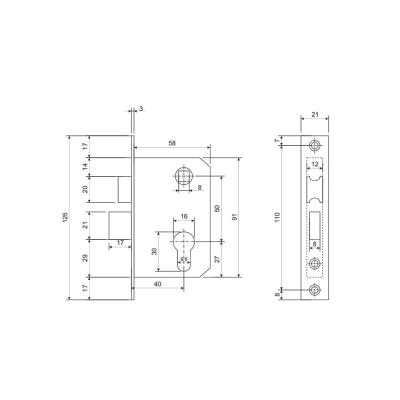 Замок врезной AVERS 0823/60-С-G Золото