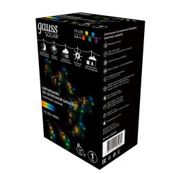 Гирлянда Нить GAUSS Solar 2 режима мультиколор 3,8 м