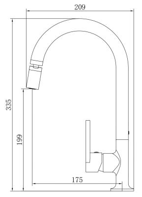 Смеситель для кухни VODA Harbor Black HR519BAR  Смеситель для кухни VODA Harbor Black HR519BAR