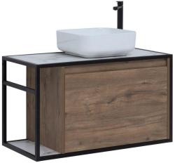 Тумба с раковиной AQUANET Nova Lite Loft 90 R серый, дуб рустикальный