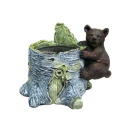Кашпо Пень с мишкой