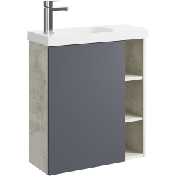 Тумба с раковиной AQWELLA Alba 60 L серый, светлый камень
