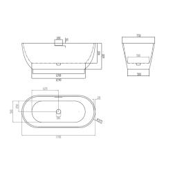 Ванна из искуственного камня ABBER Frankfurt 170*75 см AM9941 