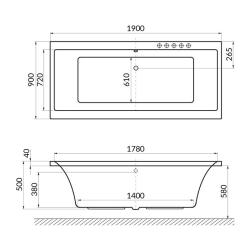 Ванна акриловая EXCELLENT Pryzmat 190*90 см