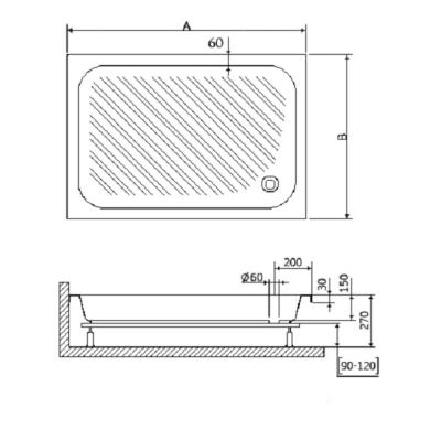 Поддон акриловый RGW B/CL-S 90*120 см