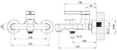 Смеситель для ванны ESKO Sochi SC54  Смеситель для ванны ESKO Sochi SC54