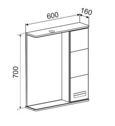 Зеркальный шкаф EMMY Монтана R 60*70 см