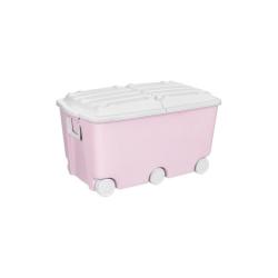 Ящик д/игрушек Розовый на колесах 45л, белый /Бытпласт/