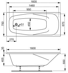 Ванна акриловая VAGNERPLAST Aronia 160