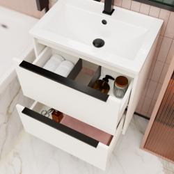 Тумба с раковиной LA FENICE Tesoro 60 платиновый белый