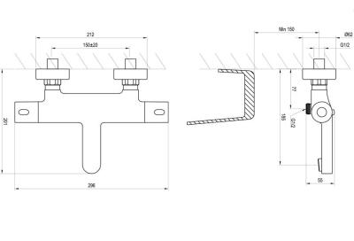Смеситель для ванны RAVAK Termo 300 TE 023.00/150