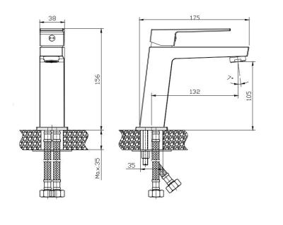Смеситель для умывальника RUSH Thira TR3635-12Black