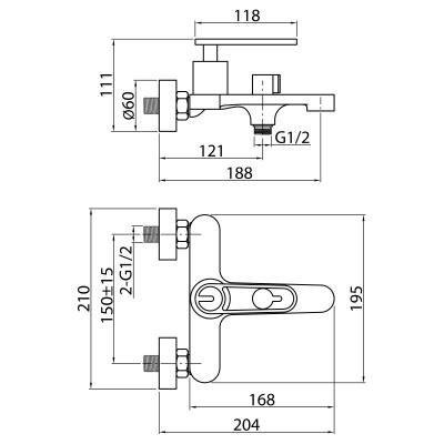 Смеситель для ванны ELGHANSA Darrel 2305050