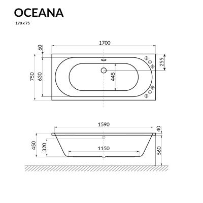 Ванна акриловая EXCELLENT Oceana 170*75 см
