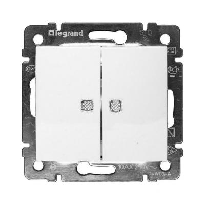 Механизм выключателя LEGRAND Valena 2 клавиши с подсветкой белый 774428