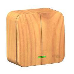 Выключатель SYSTEME ELECTRIC Blanca 2 клавиши с подсветкой ясень BLNVA105115