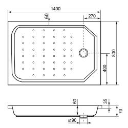 Поддон акриловый RGW Style 140*80 см