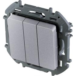 Механизм выключателя LEGRAND Inspiria 3 клавиши алюминий 673642
