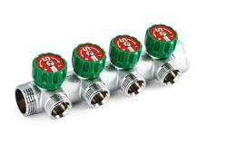 Коллектор латунный UNI-FITT с регулировочными вентилями 4 выхода 1*3/4" ЕК НР