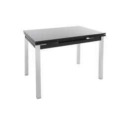 МАЛЫЕ ФОРМЫ  Стол раздвижной "Шанхай" стекло Opti исп. 2 без ног (Цвет стекла: Черный/Цвет ЛДСП: Белый/Цвет каркаса: Белый)/АВРОРА-мебель