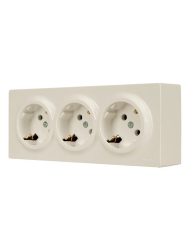 Розетка сетевая LEZARD Leto тройная с заземлением кремовый 752-0300-127BUP 