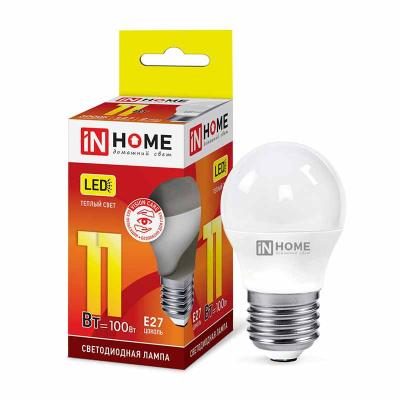 Лампа LED IN HOME 11W/E27/3000K шар 4690612020600
