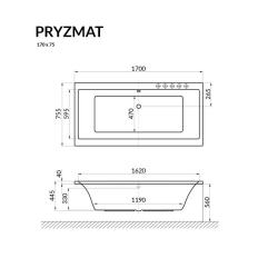 Ванна акриловая EXCELLENT Pryzmat 170*75,5 см