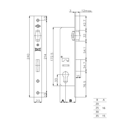 Корпус замка KALE KILIT 155 Никель 10392