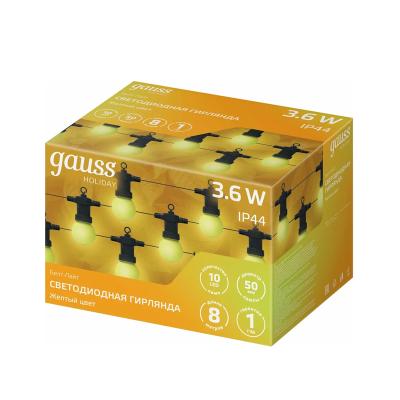 Гирлянда Нить GAUSS 1 режим желтый 7,7 м
