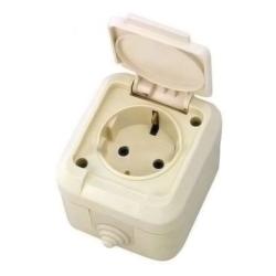 Розетка сетевая MAKEL с крышкой кремовый 18204