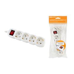 Удлинитель TDM Люкс 4 гнезда с заземлением с выключателем серый 5 м