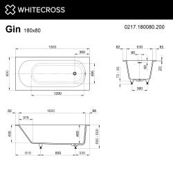 Ванна из искуственного камня WHITECROSS Gin 180*80 см 