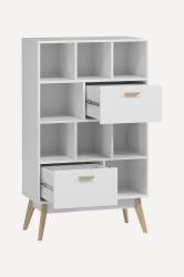 Стеллаж Нордик-3 Light (цв. корпуса белая шагрень, цв. фасада белая шагрень)/ДИВАН.РУ-мебель