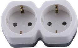Разветвитель STEKKER 2 гнезда белый, серый ADP16-12-20
