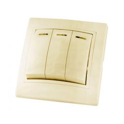Выключатель TDM Таймыр 3 клавиши с подсветкой слоновая кость