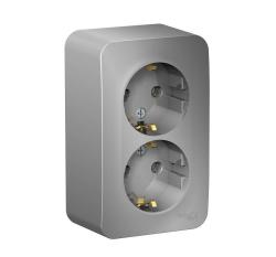 Розетка SYSTEME ELECTRIC Blanca двойная с заземлением алюминий BLNRA010213