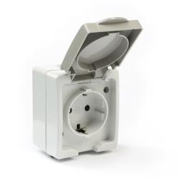 Розетка сетевая TDM Вуокса с заземлением наружняя серый SQ1803-0007