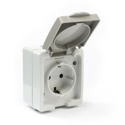 Розетка сетевая TDM Вуокса с заземлением наружняя серый SQ1803-0007