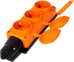 Колодка UNIVERSAL 3 гнезда с крышками с заземлением оранжевый 3034