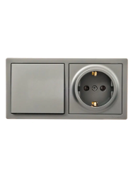 Блок розетка и выключатель LEZARD Leto платина 752-3500-170BAP 