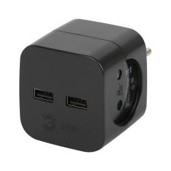 Разветвитель ЭРА 2 гнезда черный SP-2-USB-B