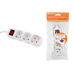 Удлинитель TDM Люкс 3 гнезда с заземлением с выключателем серый 5 м