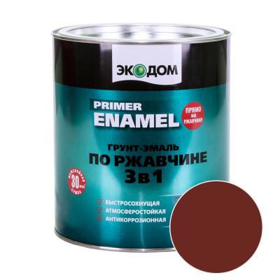 Грунт-эмаль ЭКОДОМ Красно-коричневый 2,2 кг
