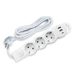 Удлинитель СПУТНИК 3 гнезда 2 USB-разъема с заземлением с выключателем 4,5 м